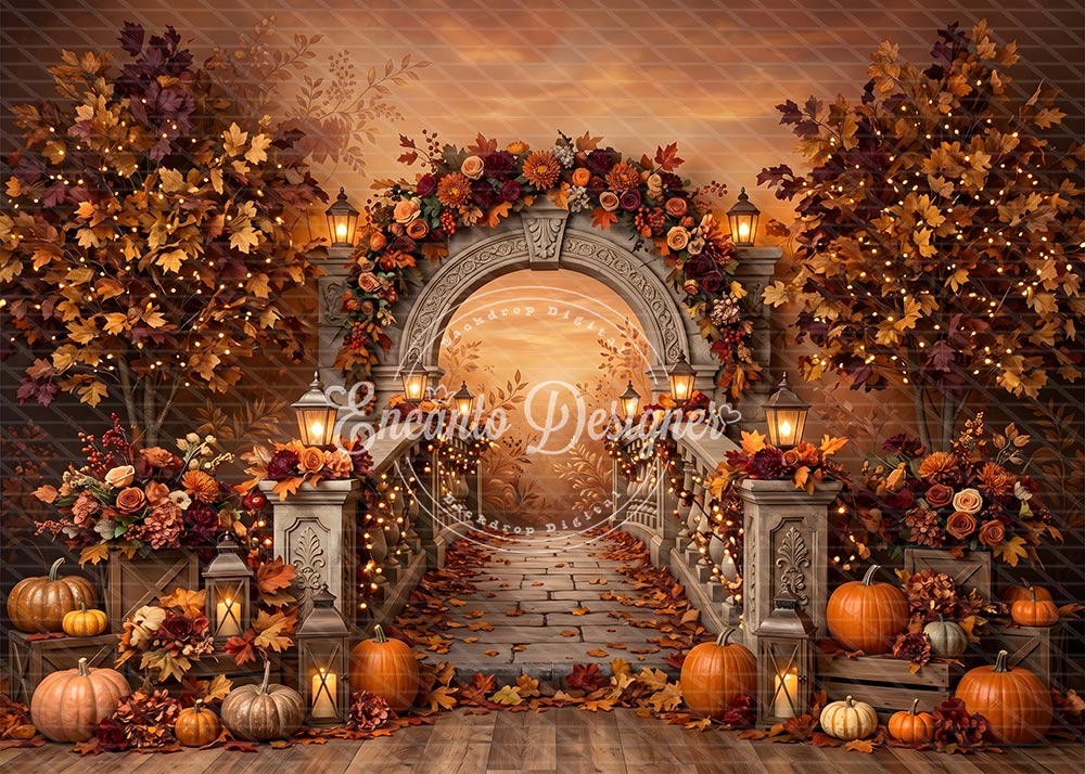 Avezano Stone Arch Pumpkin Fall Photography Background By Encanto Designer