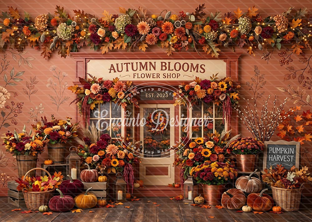 Avezano Fall Flower Shop Storefront Photography Background By Encanto Designer