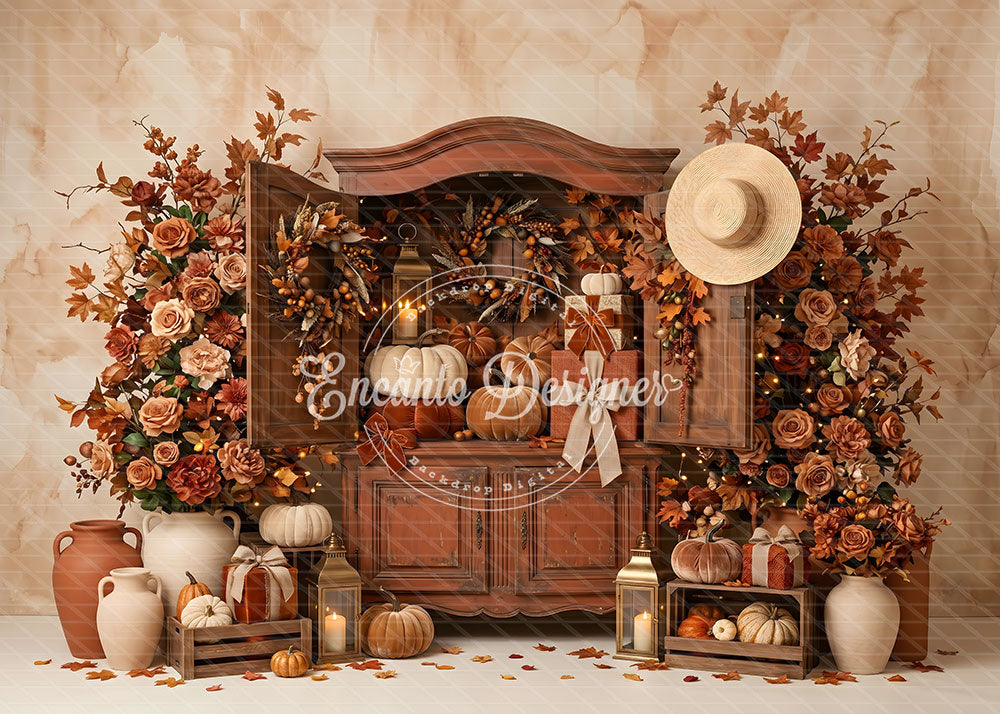 Avezano Rustic Cabinet Rose Autumn Photography Background By Encanto Designer