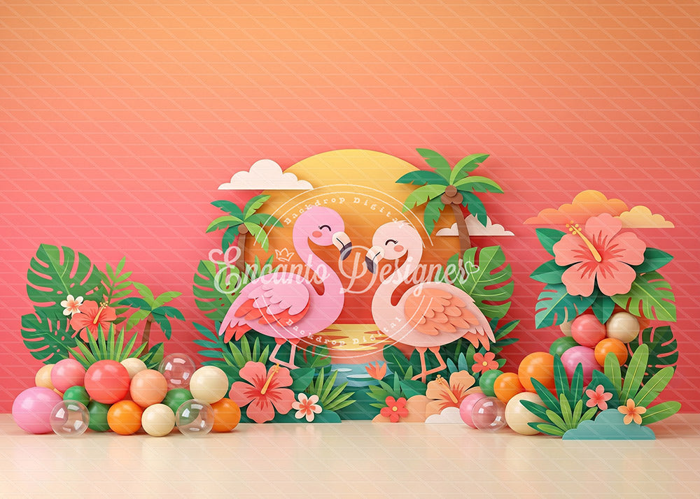 Avezano Tropical Flamingo Summer Photography Background By Encanto Designer