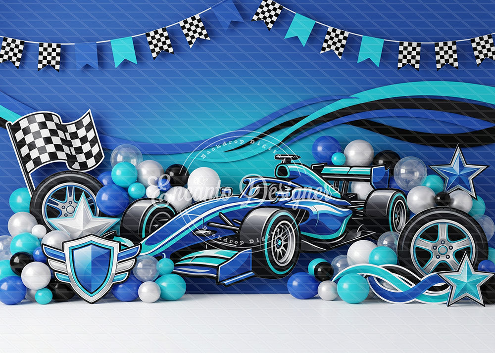 Avezano F1 Racing Car Checkered Flag Photography Background By Encanto Designer