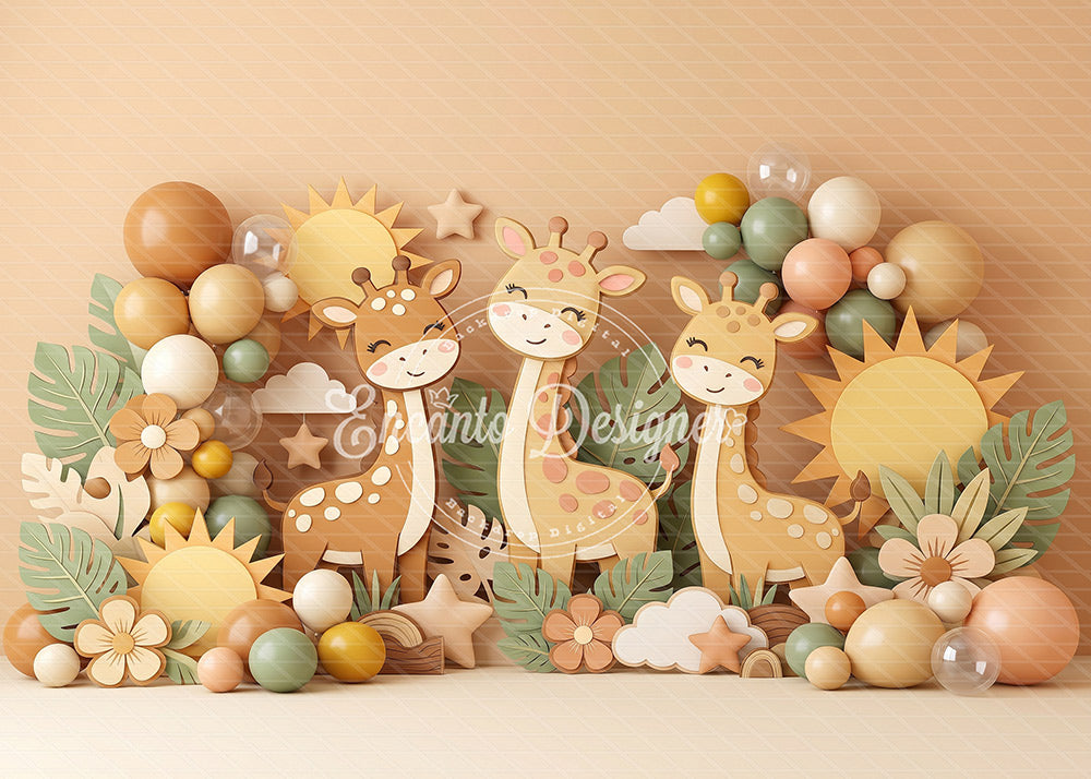 Avezano Boho Giraffe Sun Party Photography Background By Encanto Designer