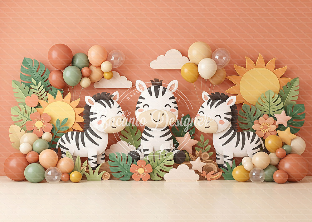Avezano Safari Zebra Sun Photography Background By Encanto Designer
