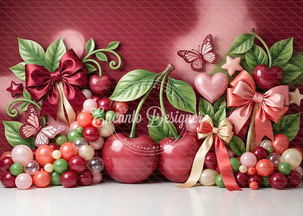 Avezano Red Cherry Balloon Photography Background By Encanto Designer