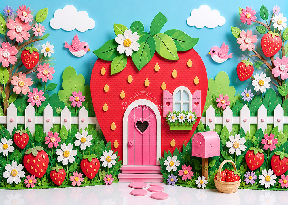 Avezano Strawberry House Garden Photography Background By Encanto Designer