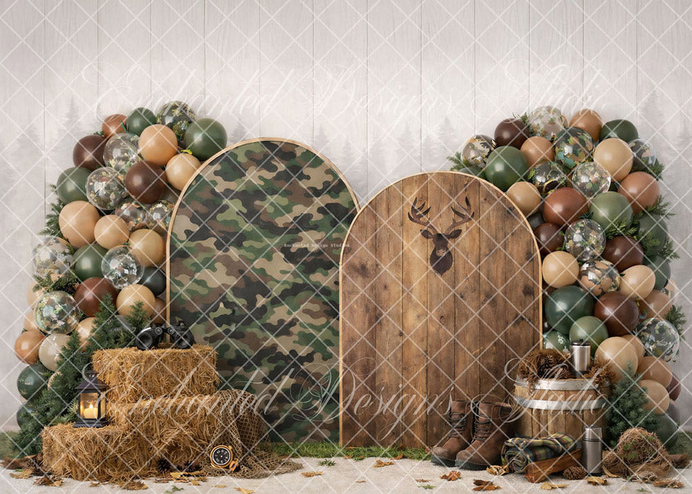 Avezano Camo Hunting Balloon Party Backdrop Designed By Enchanted Design Studio