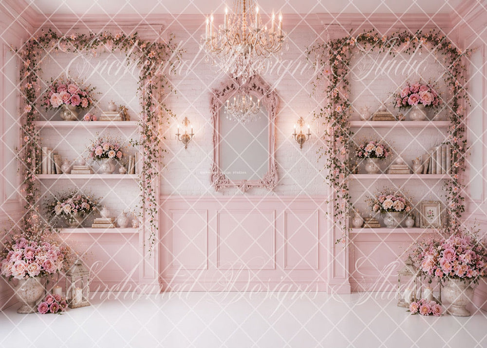 Avezano Pink Mirror Floral Wall Backdrop Designed By Enchanted Design Studio