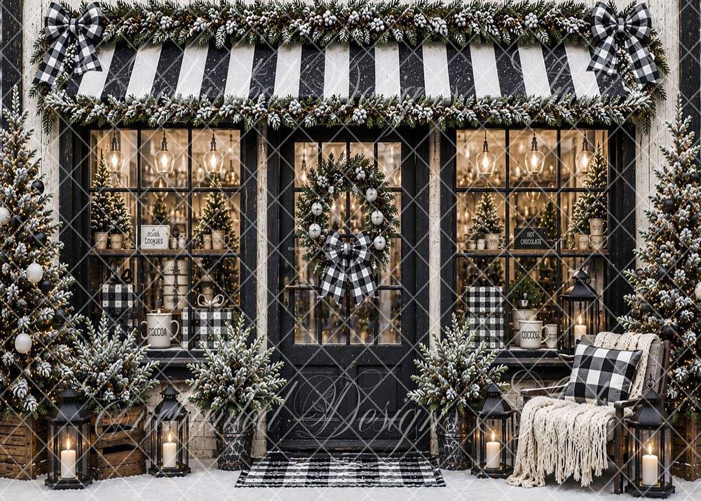Avezano Buffalo Plaid Christmas Shop Backdrop Designed By Enchanted Design Studio
