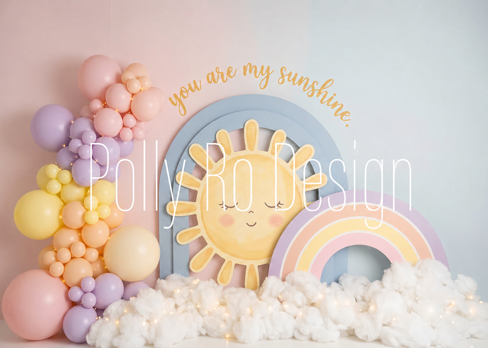 Avezano Rainbow Sun Balloon Photography Backdrop Designed By Polly Ro Design