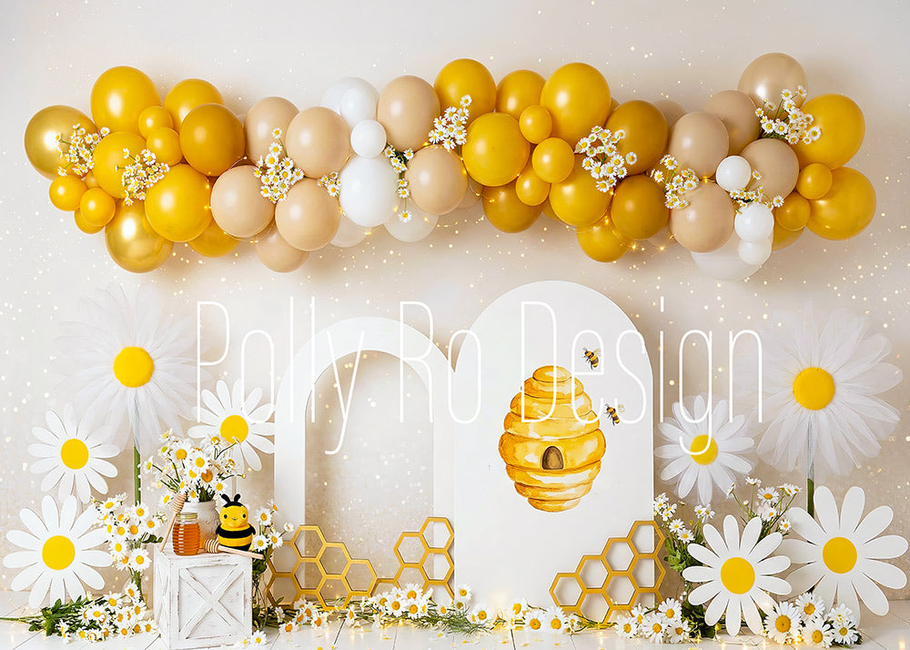 Avezano Bee Daisy Balloon Arch Photography Backdrop Designed By Polly Ro Design