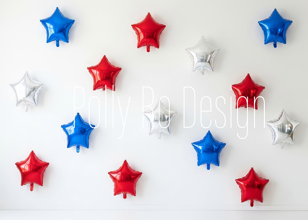 Avezano Red Blue Star Foil Balloon Photography Backdrop Designed By Polly Ro Design