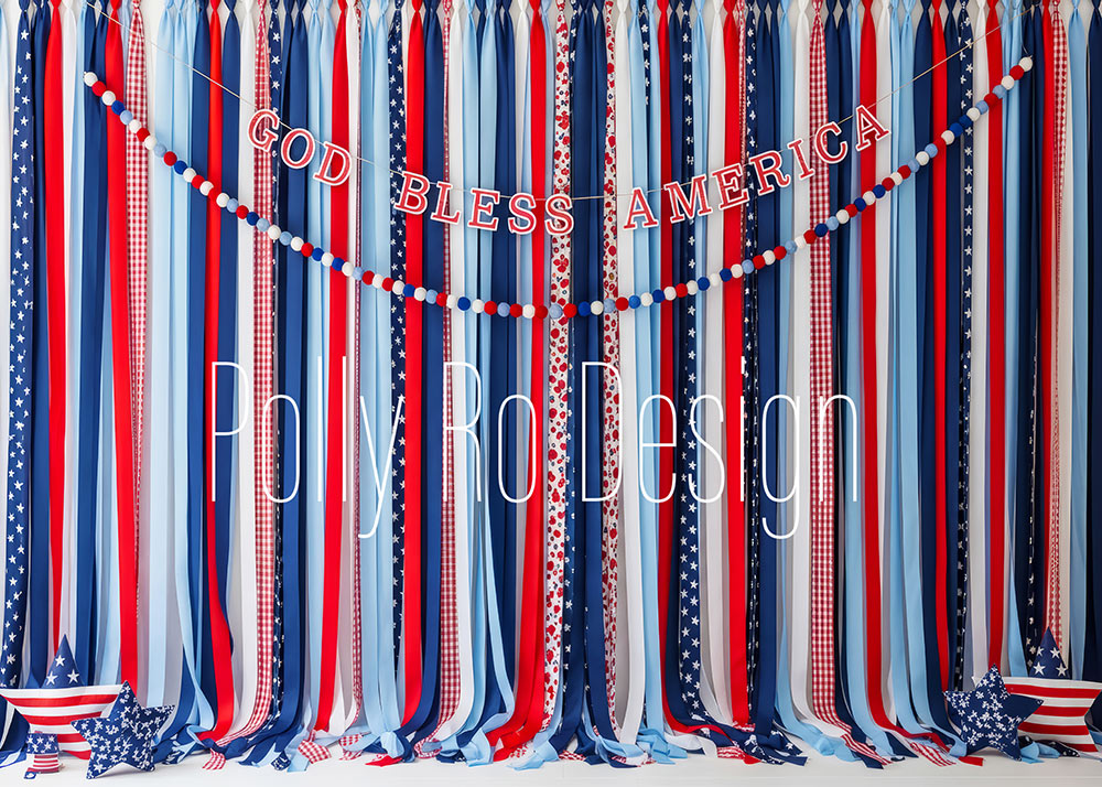 Avezano Ribbon Streamer Patriotic Photography Backdrop Designed By Polly Ro Design