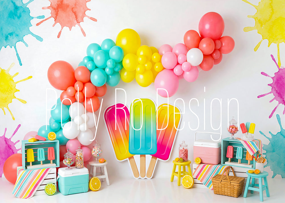 Avezano Popsicle Summer Balloon Photography Backdrop Designed By Polly Ro Design