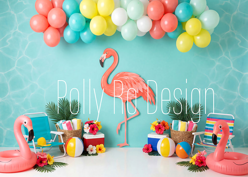 Avezano Flamingo Pool Beach Photography Backdrop Designed By Polly Ro Design