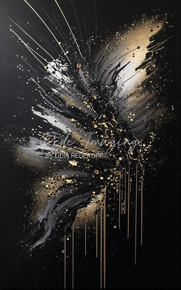 Avezano Black Gold Line Abstract Paint Photography Backdrop Designed By Lidia Redekopp