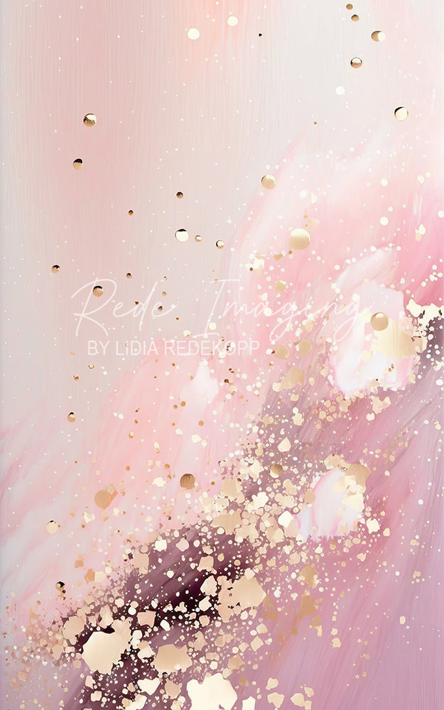 Avezano Blush Pink Gold Dot Abstract Paint Photography Backdrop Designed By Lidia Redekopp