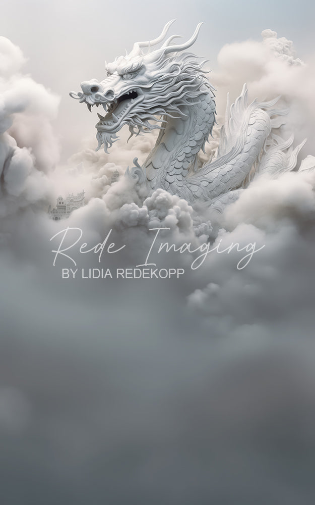 Avezano White Chinese Dragon Cloud Sculpture Photography Backdrop Designed By Lidia Redekopp