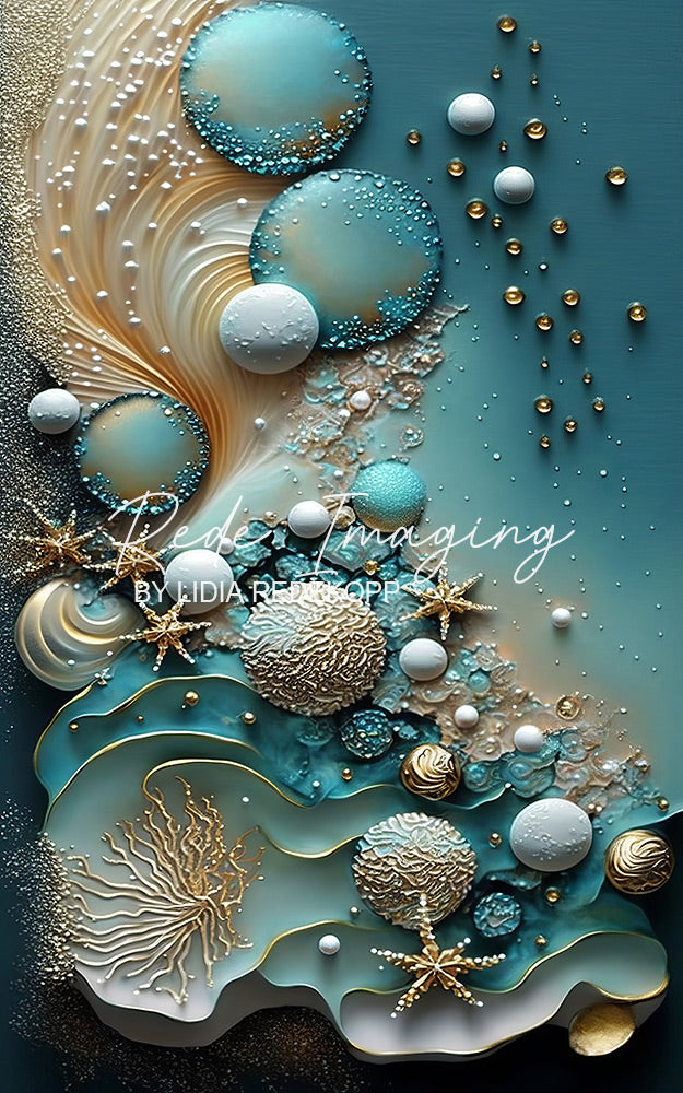 Avezano Teal Coral Bubble Ocean Texture Photography Backdrop Designed By Lidia Redekopp