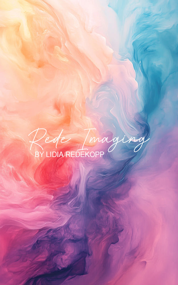 Avezano Pastel Rainbow Smoke Fluid Wash Painting Photography Backdrop Designed By Lidia Redekopp
