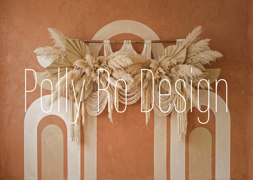 Avezano Boho Pampas Grass Terracotta Arch Party Photography Backdrop Designed By Polly Ro Design