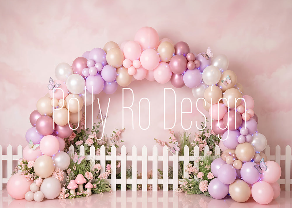 VIP Avezano Pastel Pink Purple Balloon Garden Photography Backdrop Designed By Polly Ro Design