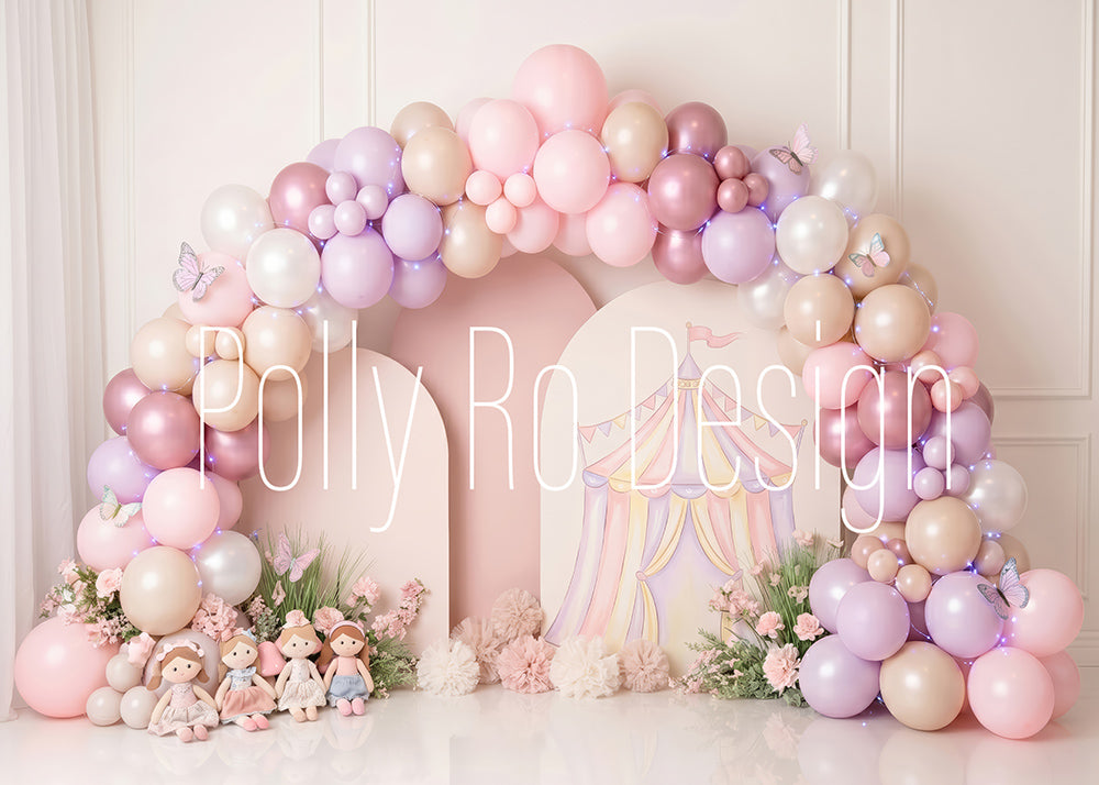 Avezano Pastel Circus Tent Doll Balloon Arch Photo Photography Backdrop Designed By Polly Ro Design