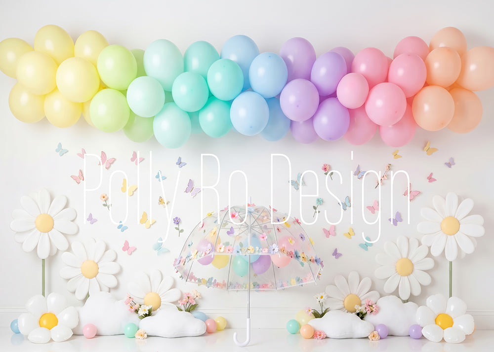 Avezano Macaron Daisy Umbrella Balloon Party Photography Backdrop Designed By Polly Ro Design