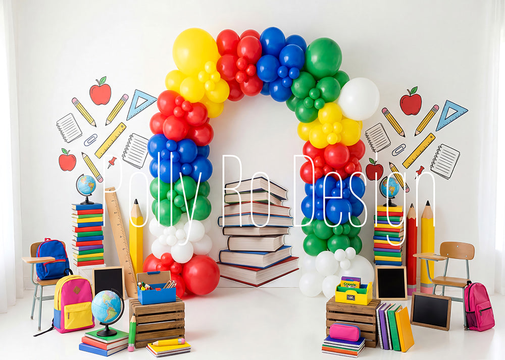 Avezano Book Pencil Arch School Balloon Party Photography Backdrop Designed By Polly Ro Design