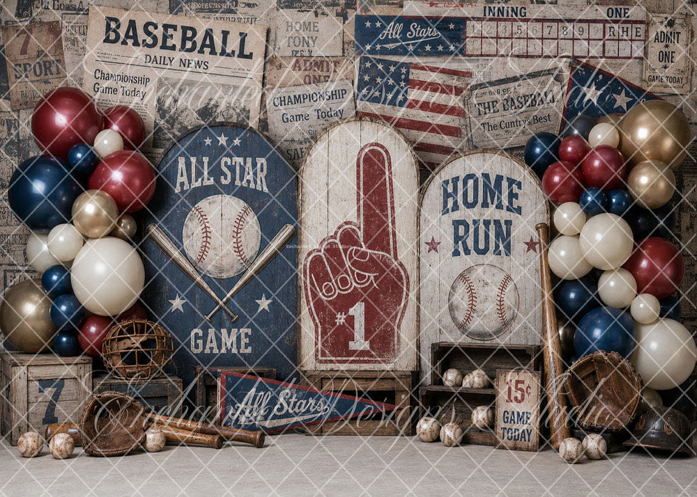 Avezano Retro Baseball All Star Backdrop Designed By Enchanted Design Studio