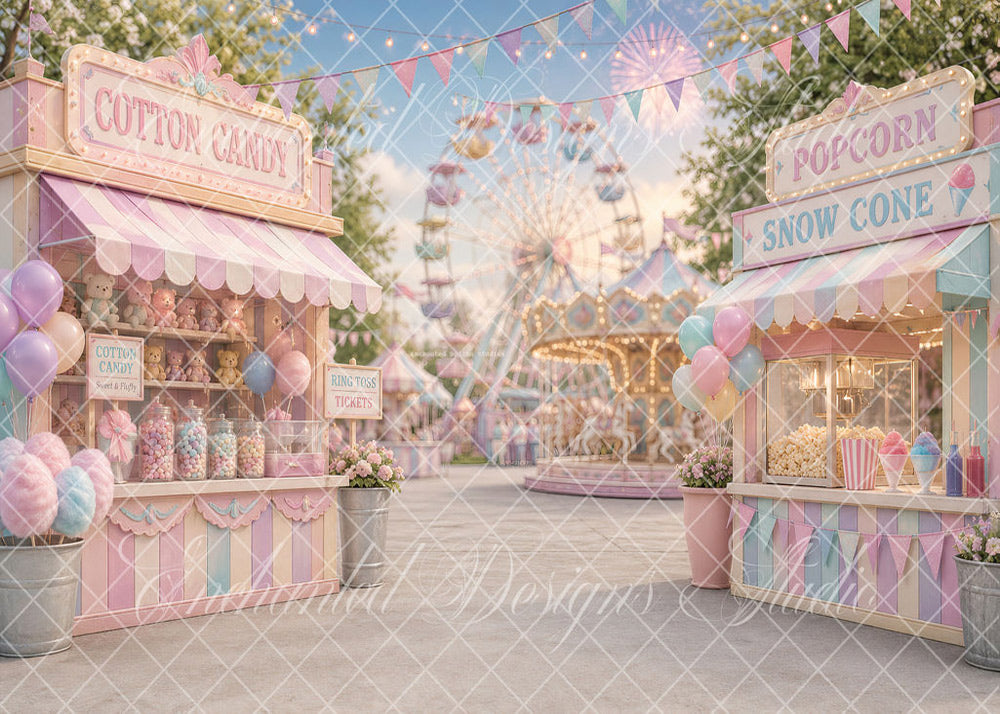 Avezano Pastel Carnival Candy Booth Backdrop Designed By Enchanted Design Studio