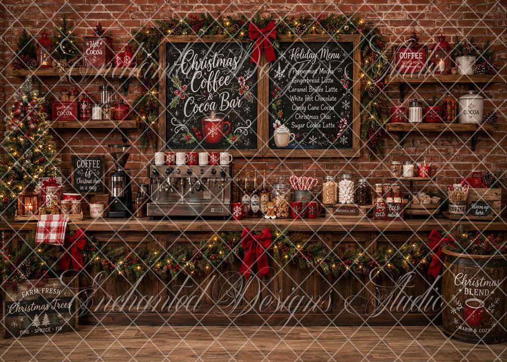 Avezano Rustic Christmas Cocoa Bar Backdrop Designed By Enchanted Design Studio