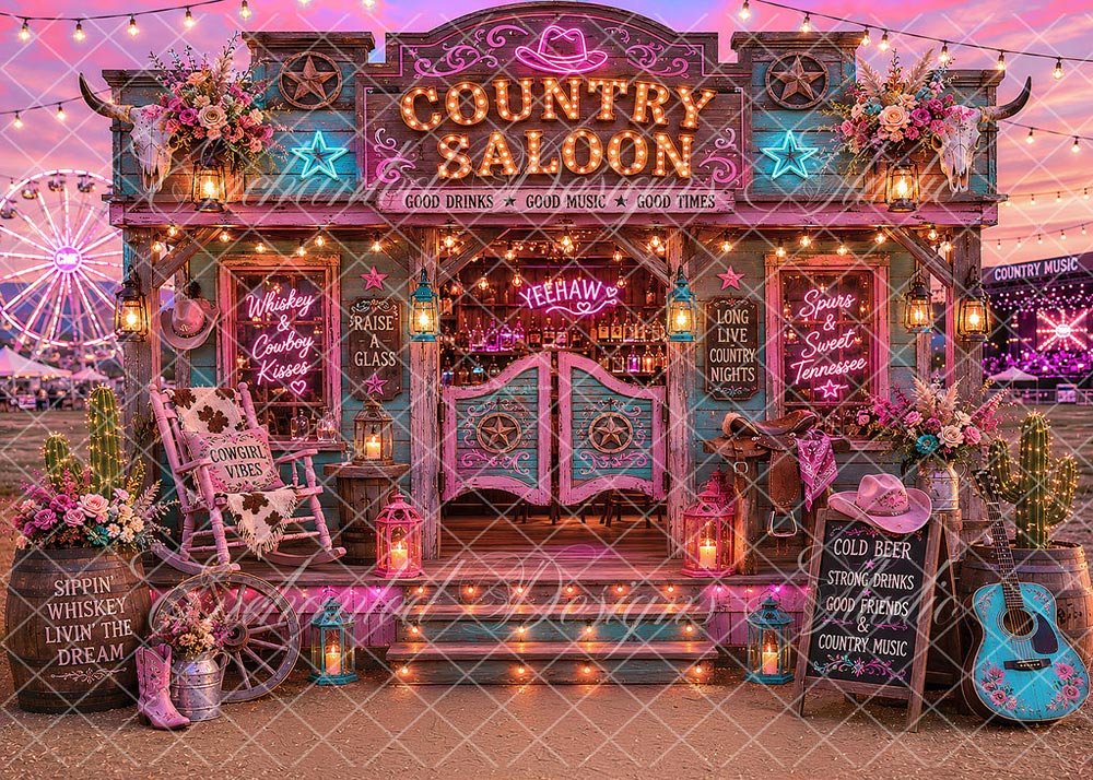 Avezano Pink Western Saloon Backdrop Designed By Enchanted Design Studio