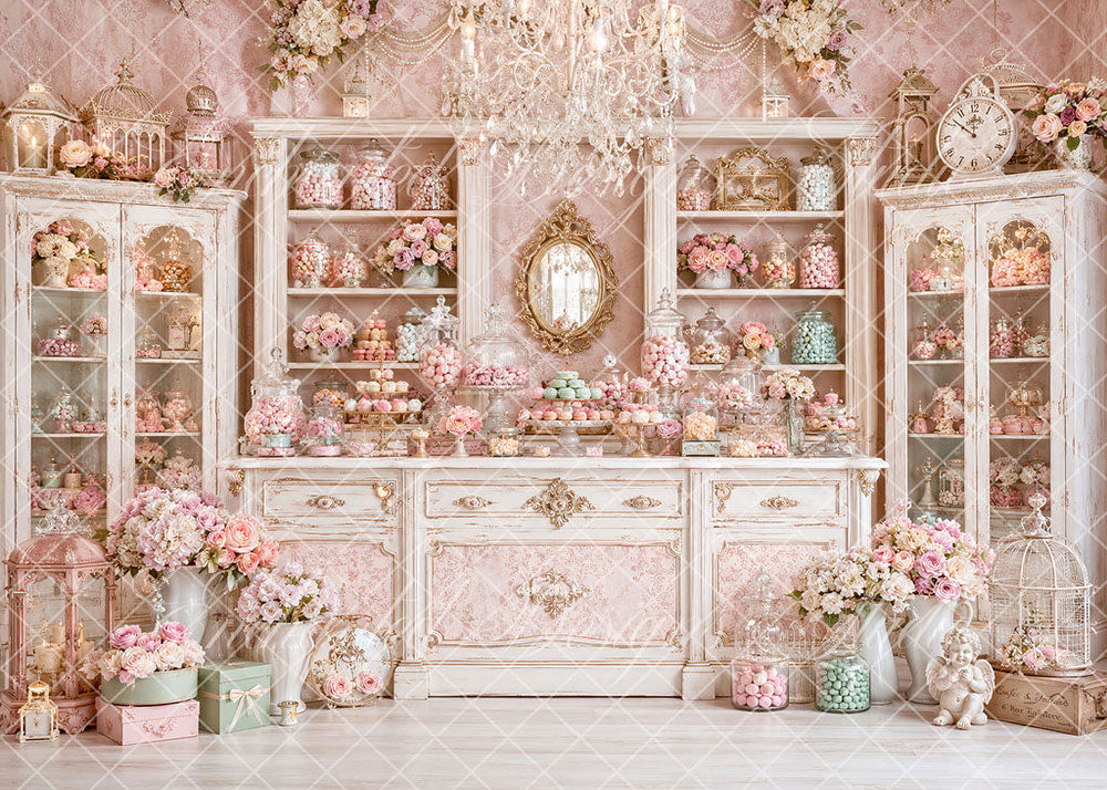 Avezano Vintage Pink Candy Shop Backdrop Designed By Enchanted Design Studio
