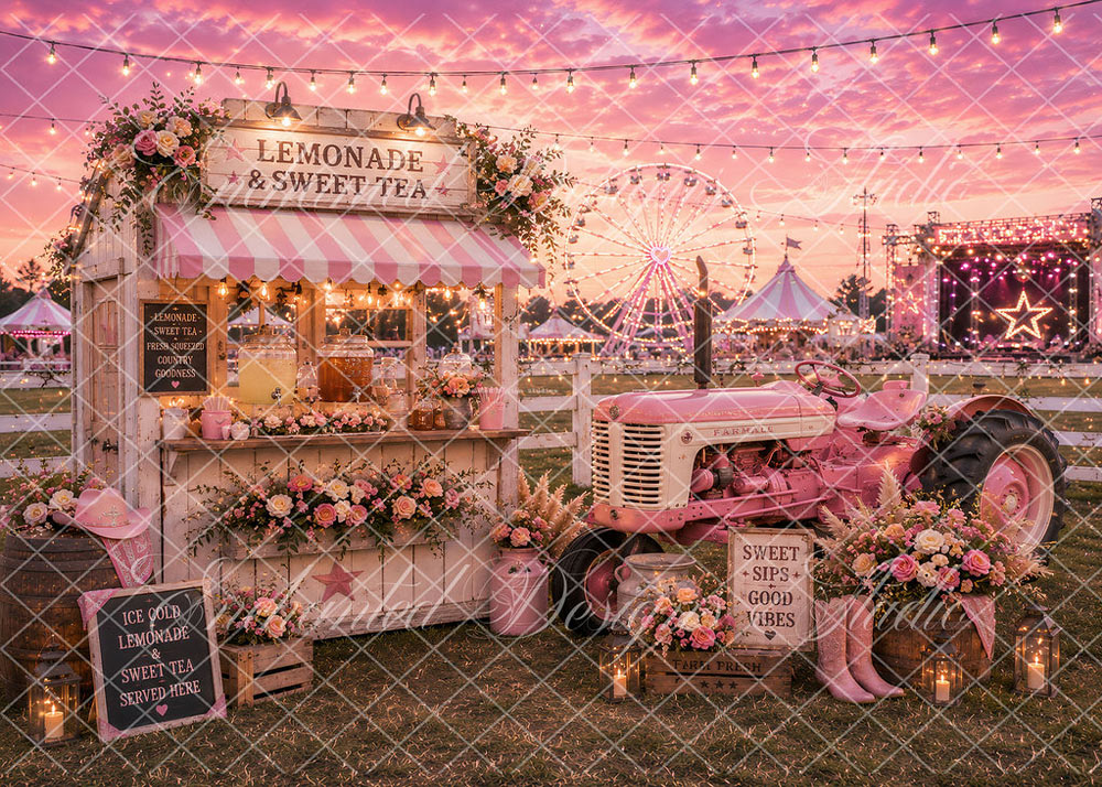 Avezano Pink Tractor Lemonade Stand Backdrop Designed By Enchanted Design Studio