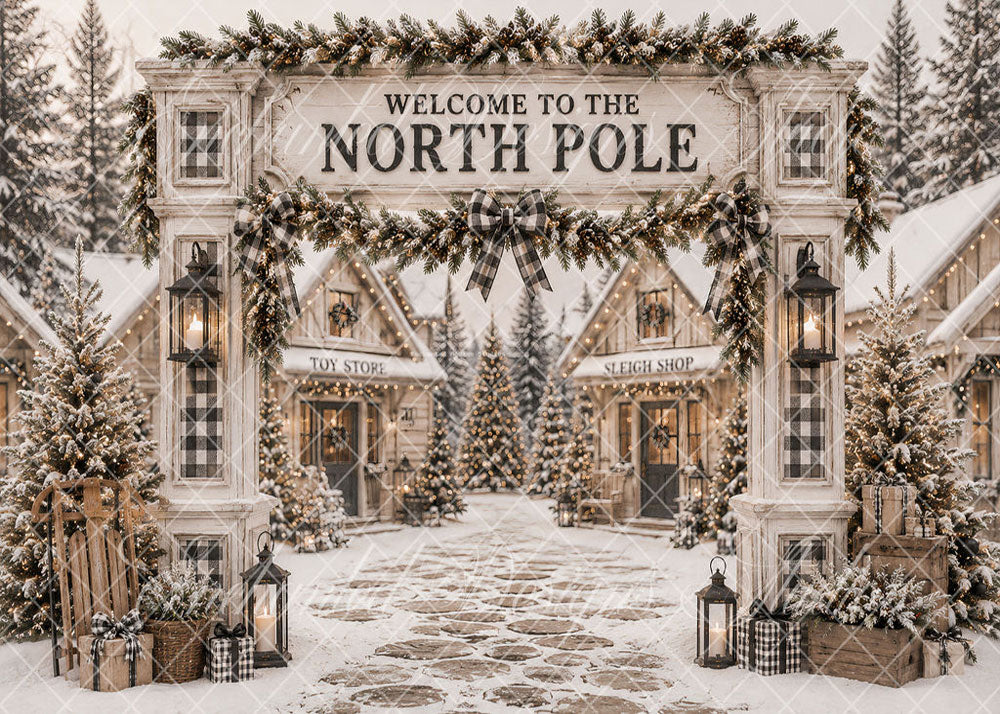 Avezano North Pole Winter Town Backdrop Designed By Enchanted Design Studio