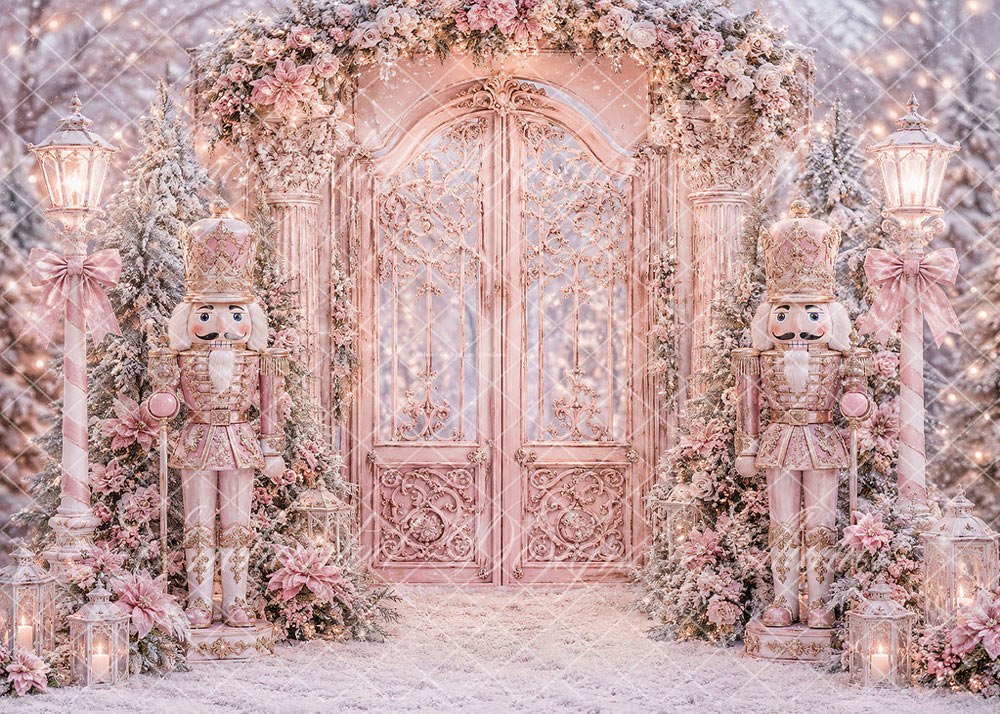 Avezano Floral Nutcracker Door Christmas Backdrop Designed By Enchanted Design Studio