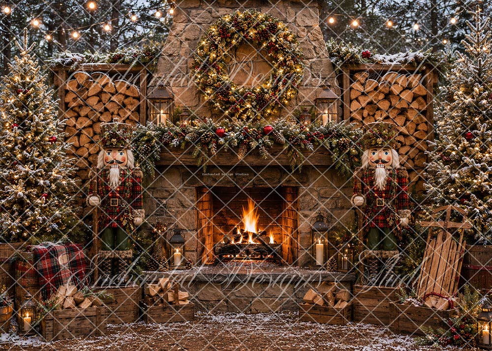 Avezano Rustic Stone Fireplace Christmas Backdrop Designed By Enchanted Design Studio