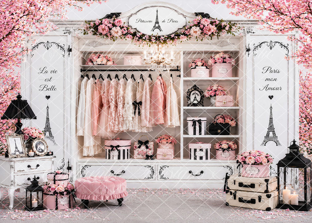 Avezano Vintage Paris Closet Floral Backdrop Designed By Enchanted Design Studio
