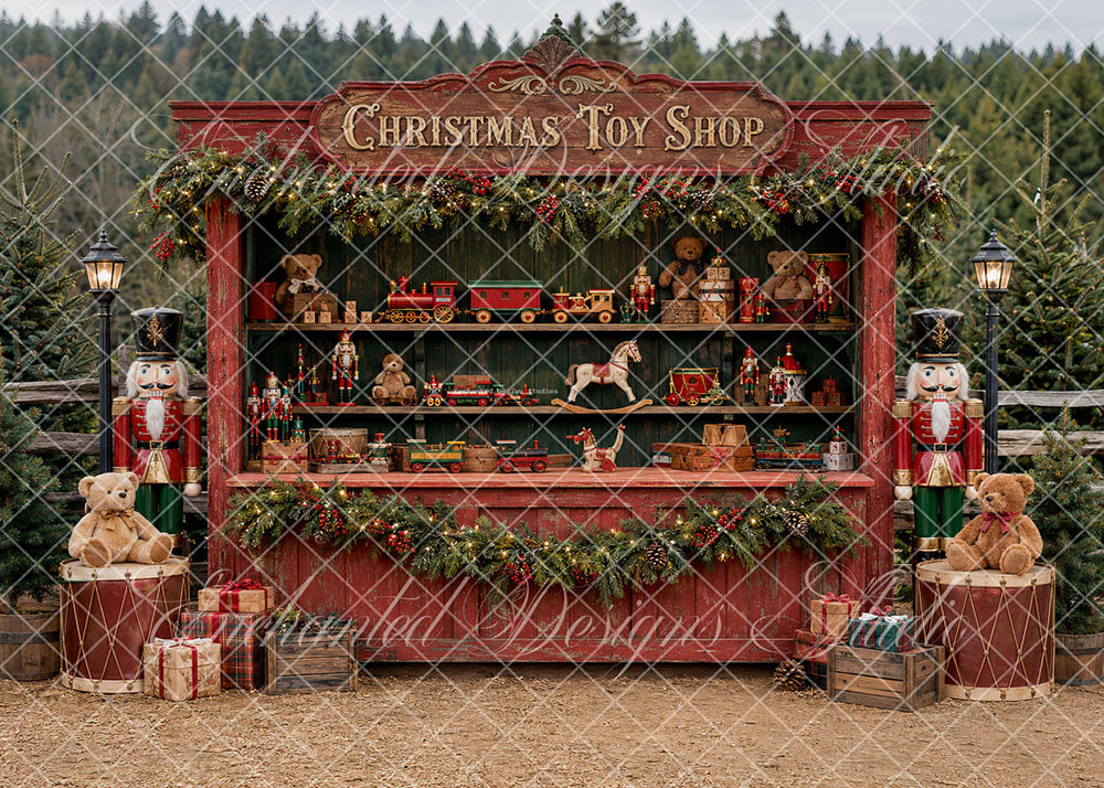 Avezano Vintage Christmas Toy Shop Backdrop Designed By Enchanted Design Studio