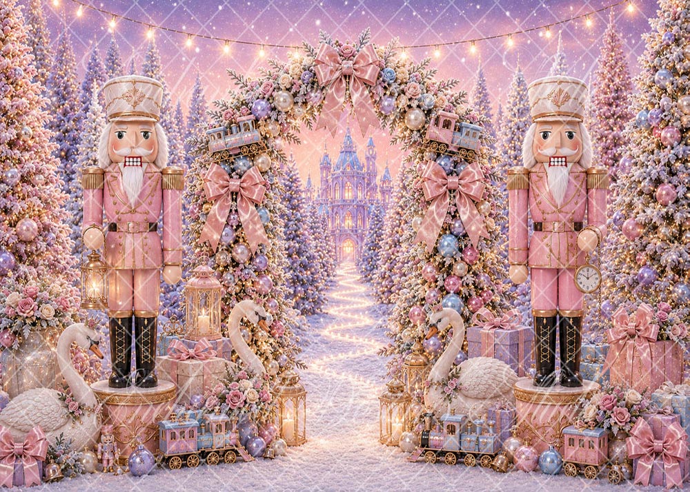 Avezano Pink Nutcracker Winter Castle Backdrop Designed By Enchanted Design Studio