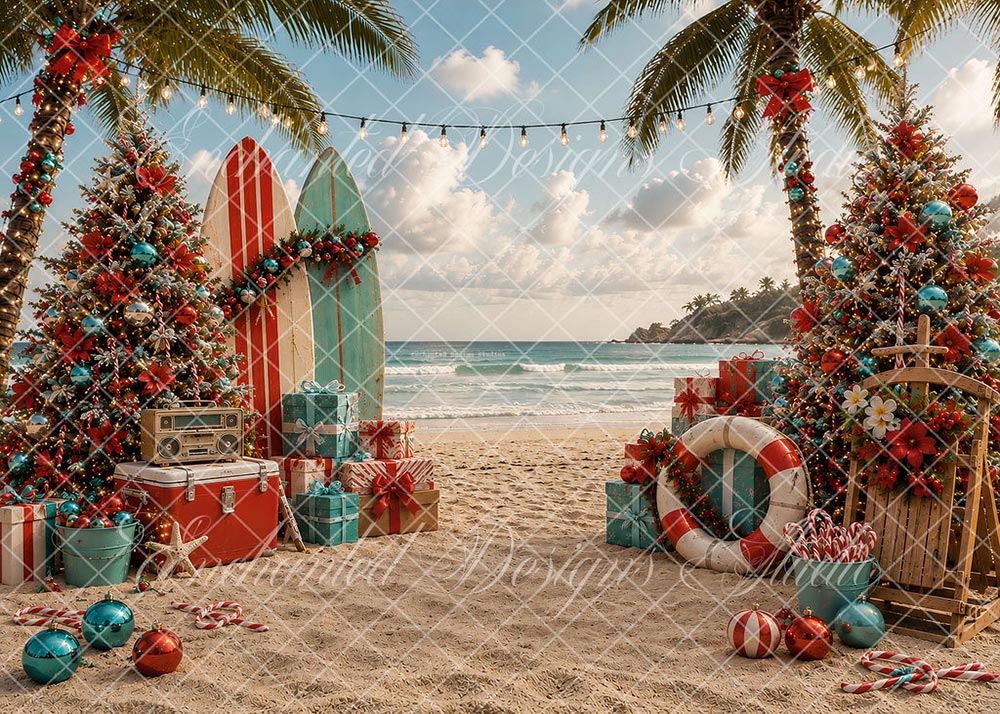 Avezano Tropical Beach Christmas Backdrop Designed By Enchanted Design Studio