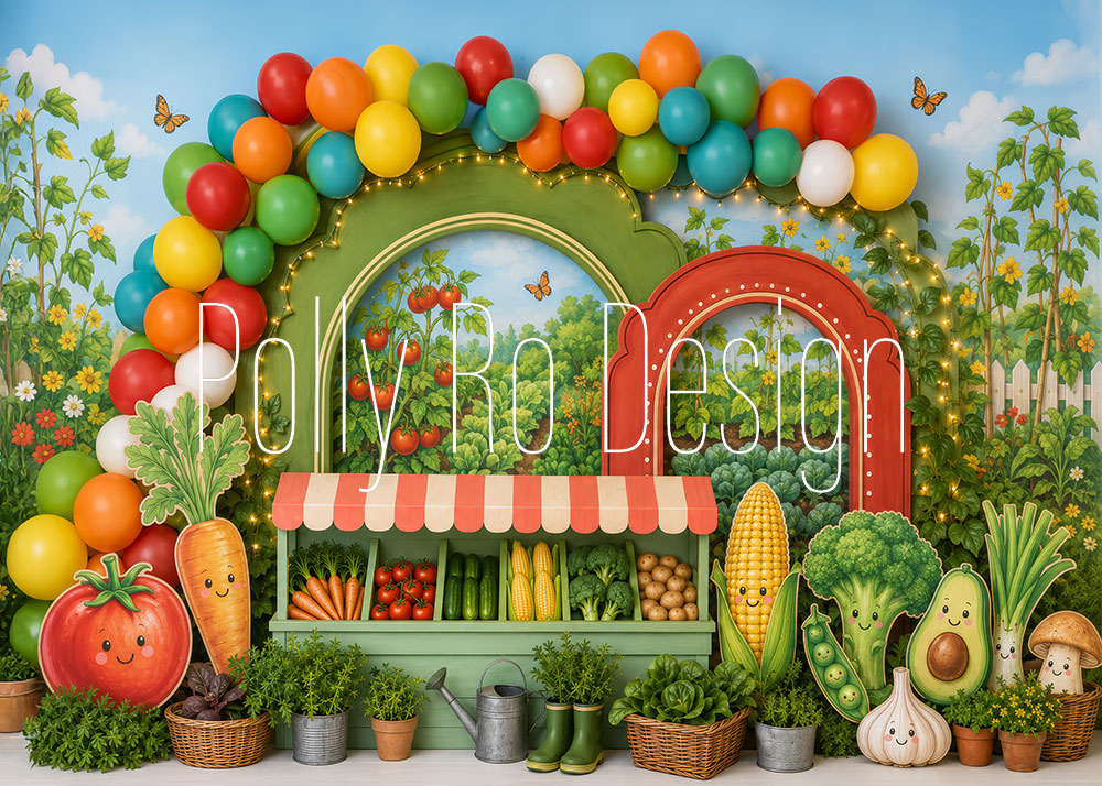 Avezano Cute Vegetable Market Photography Backdrop Designed By Polly Ro Design