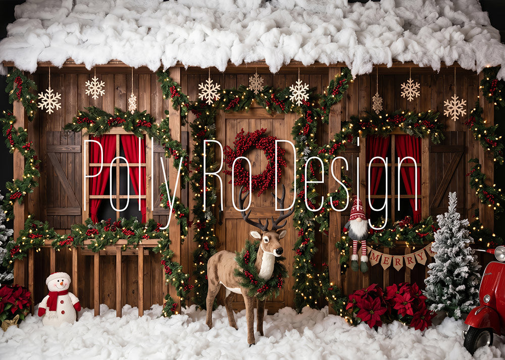 Avezano Winter Christmas Cabin Photography Backdrop Designed By Polly Ro Design