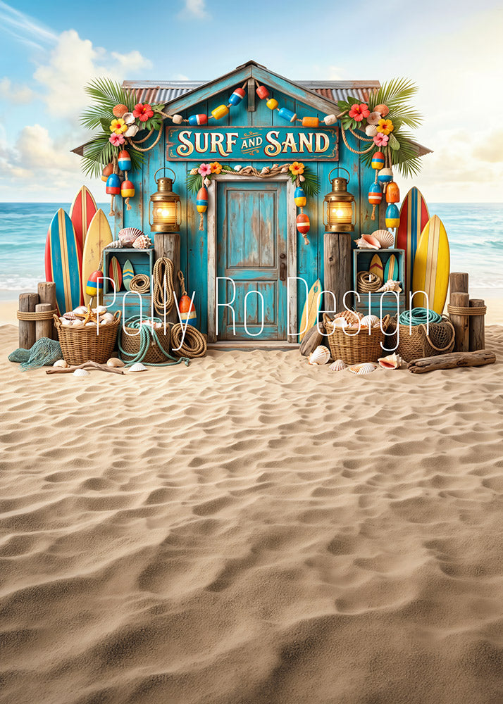 Avezano Summer Beach Surf Hut Photography Backdrop Designed By Polly Ro Design