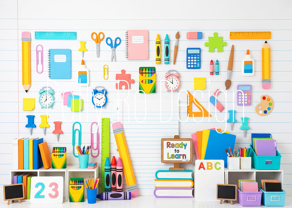 Avezano Colorful Stationery School Photography Backdrop Designed By Polly Ro Design