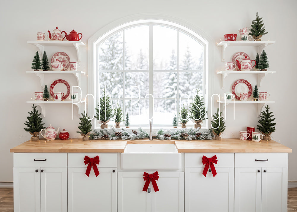 Avezano Christmas White Kitchen Window Photography Backdrop Designed By Polly Ro Design