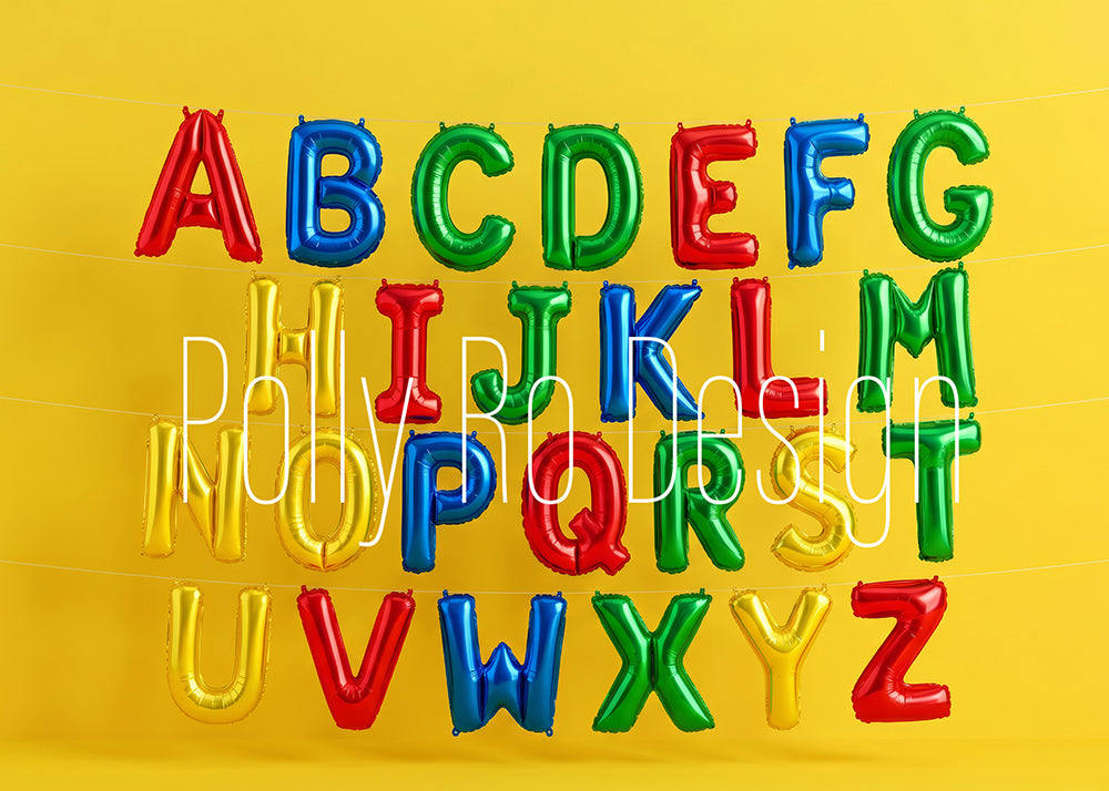 Avezano Colorful Alphabet Balloon Photography Backdrop Designed By Polly Ro Design