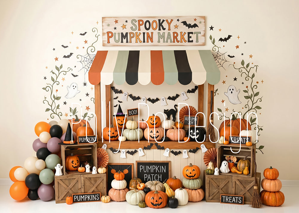 Avezano Spooky Pumpkin Market Photography Backdrop Designed By Polly Ro Design