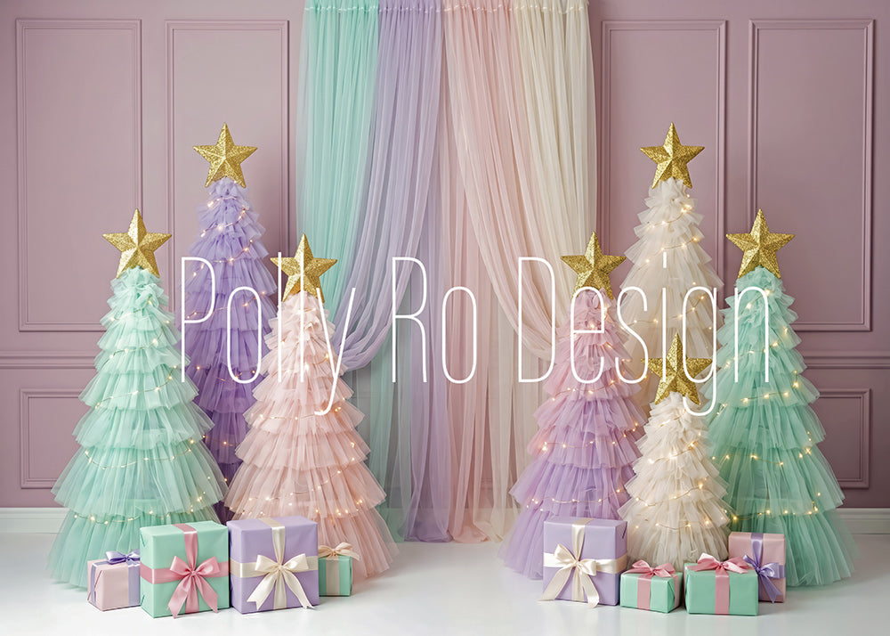 Avezano Pastel Tulle Christmas Tree Photography Backdrop Designed By Polly Ro Design