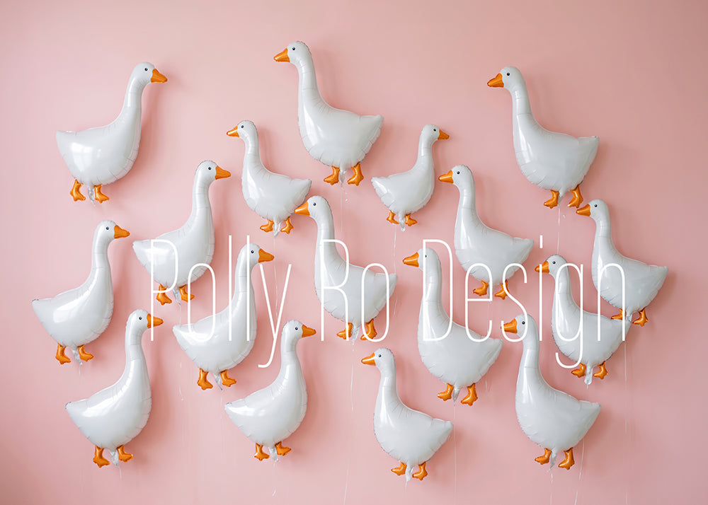 Toile de fond pour photographie de baiser de roses et de ballons de la Saint-Valentin d'Avezano conçue par Polly Ro Design